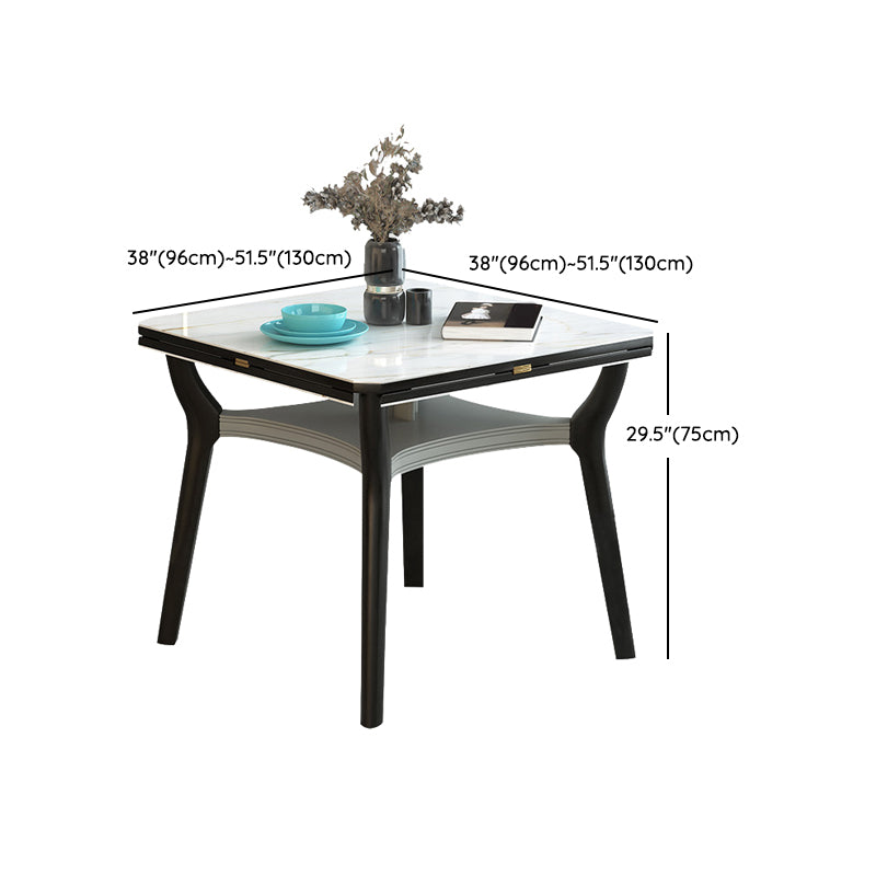 Modern Extendable Stone Drop Leaf Folding Square Dining Table for Dining Room