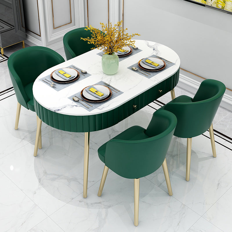 4/5 Pieces Oval White Sintered Stone Top Dining Set for Home
