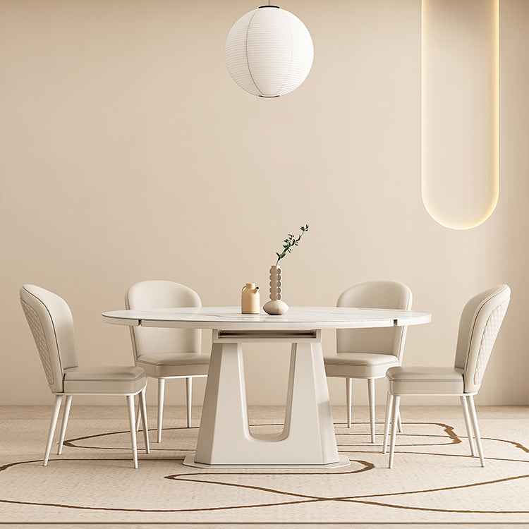 5/7/9/11 Pieces Sintered Stone Top White Round Dining Set for Home