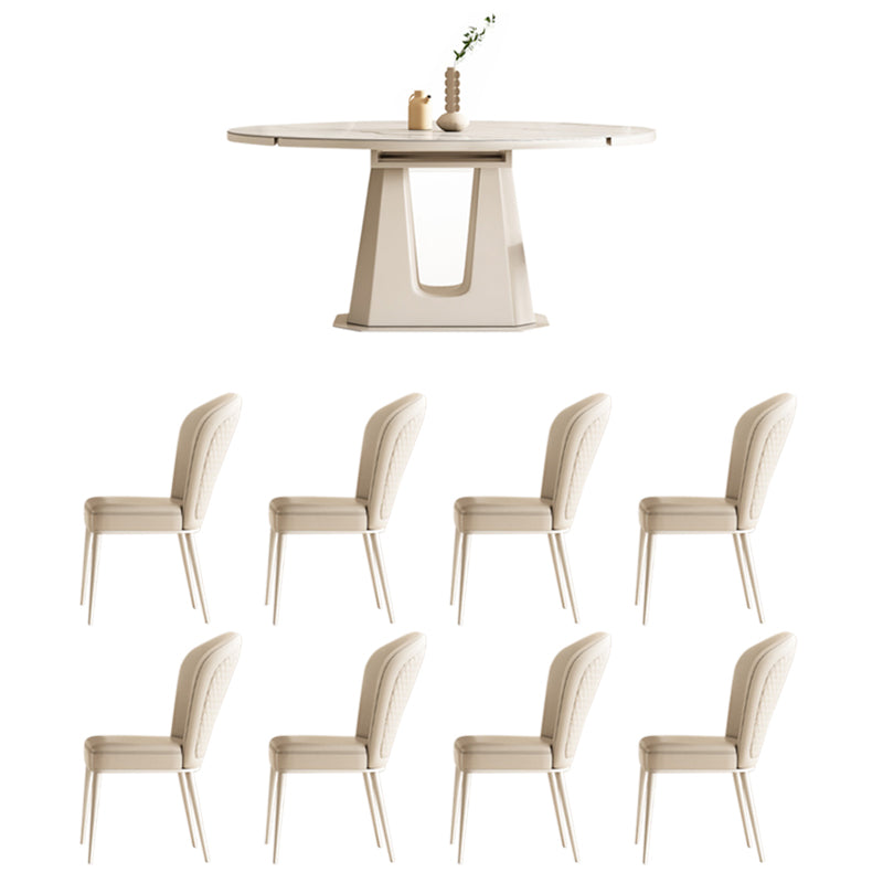 5/7/9/11 Pieces Sintered Stone Top White Round Dining Set for Home