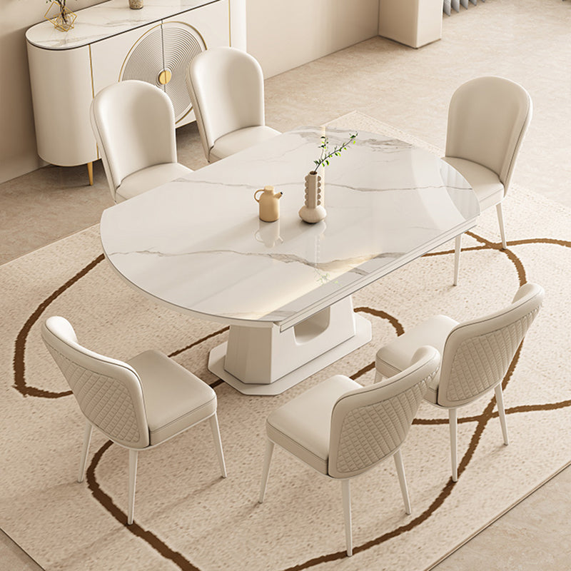5/7/9/11 Pieces Sintered Stone Top White Round Dining Set for Home