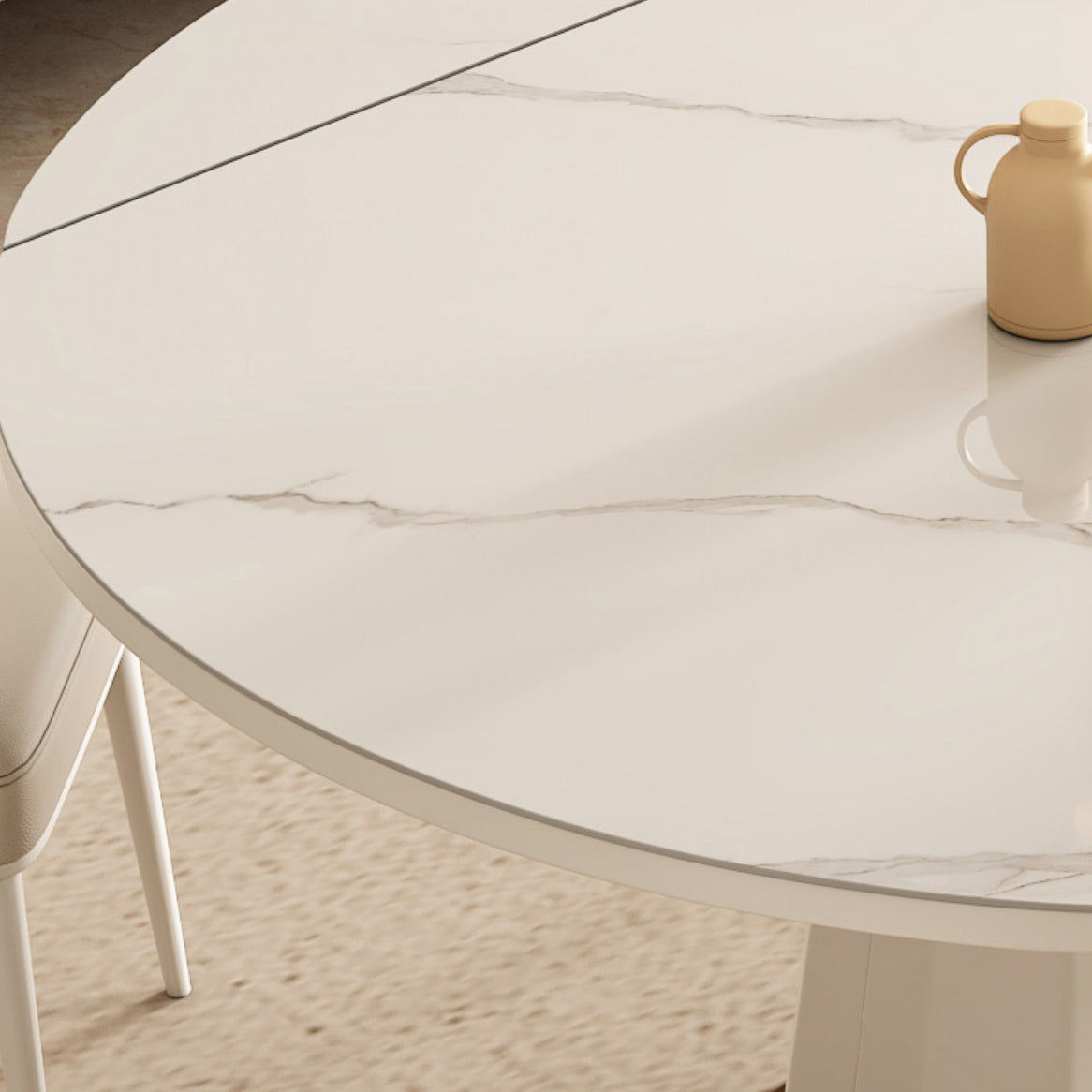 5/7/9/11 Pieces Sintered Stone Top White Round Dining Set for Home
