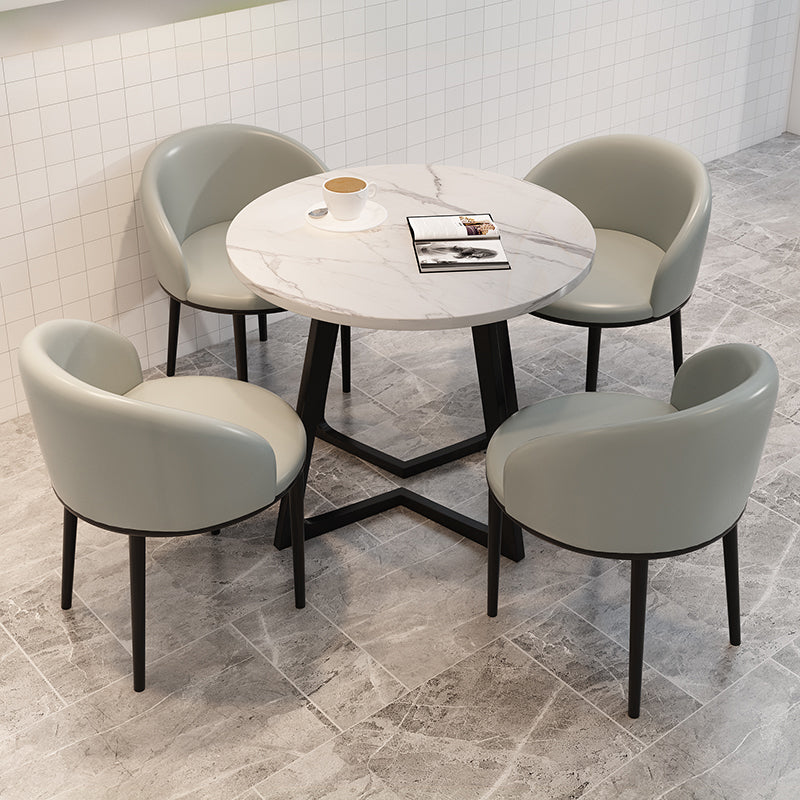 5 Piece Round Shape Contemporary Dining Room Chair and Table Set