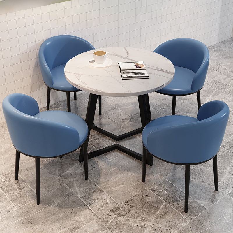 5 Piece Round Shape Contemporary Dining Room Chair and Table Set