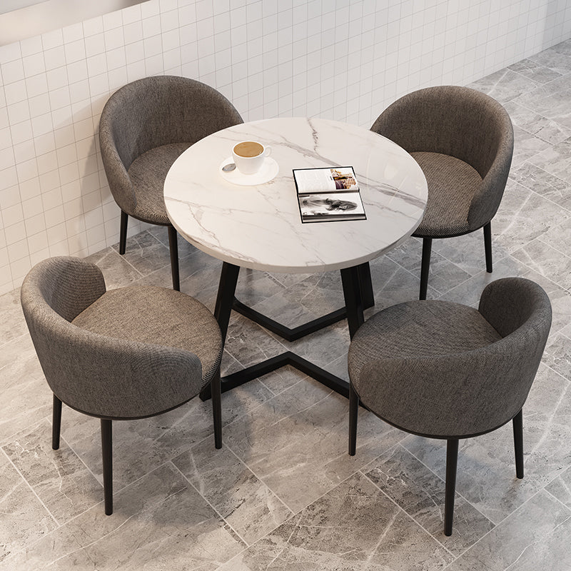 5 Piece Round Shape Contemporary Dining Room Chair and Table Set