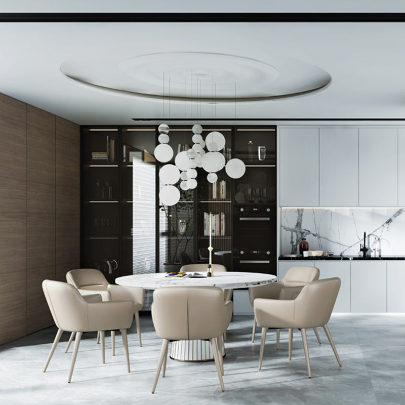 Contemporary Faux Leather Arm Dining and Accent Chairs in Gray