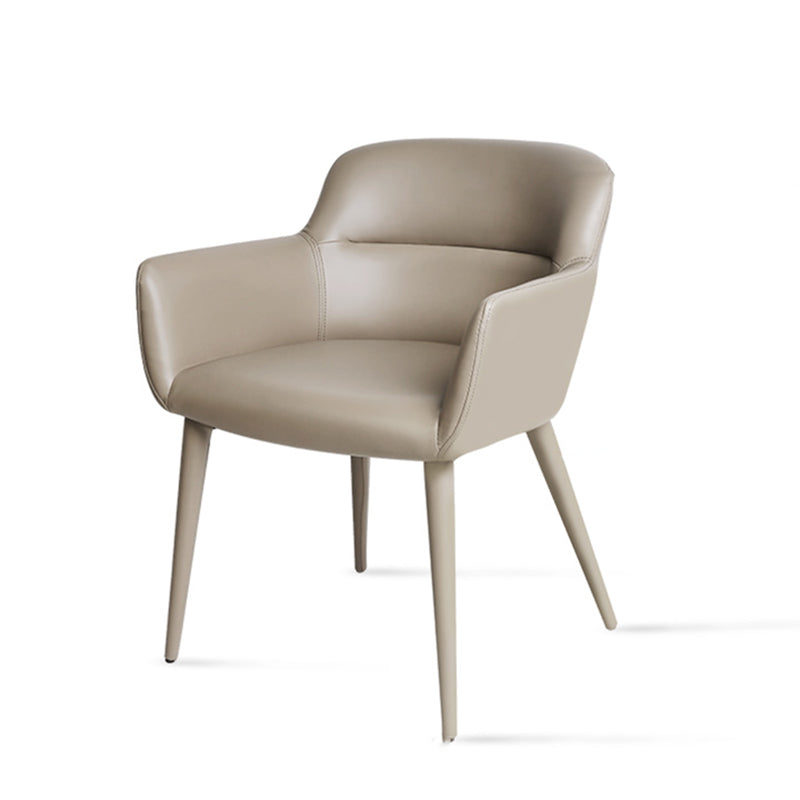 Contemporary Faux Leather Arm Dining and Accent Chairs in Gray