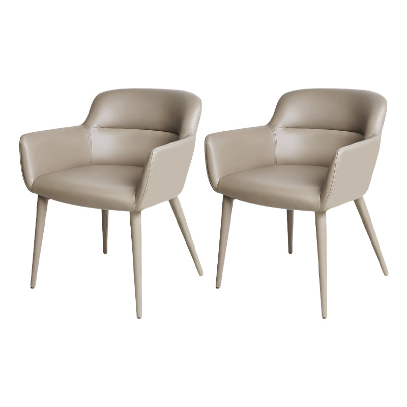 Contemporary Faux Leather Arm Dining and Accent Chairs in Gray
