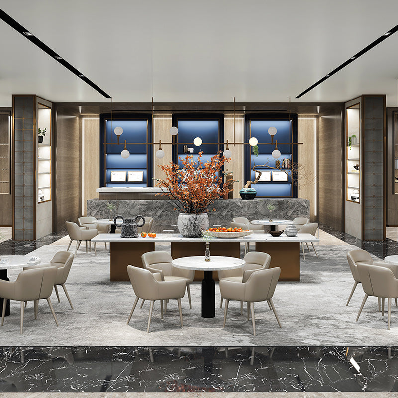 Contemporary Faux Leather Arm Dining and Accent Chairs in Gray