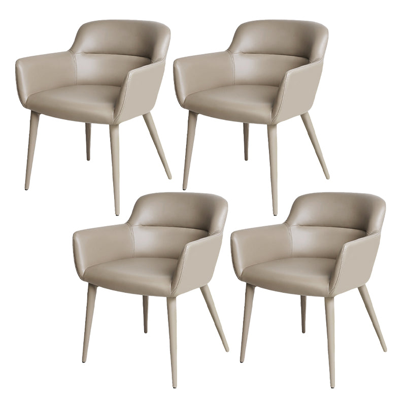 Contemporary Faux Leather Arm Dining and Accent Chairs in Gray