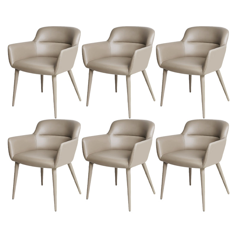 Contemporary Faux Leather Arm Dining and Accent Chairs in Gray