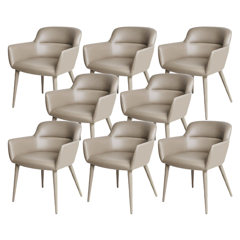 Contemporary Faux Leather Arm Dining and Accent Chairs in Gray