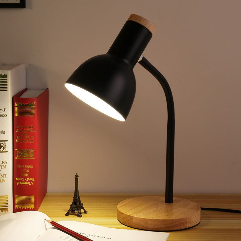 Modern Style Dome Table Light 1 Head Metallic Standing Table Lamp in Mystic Black/White for Study Room