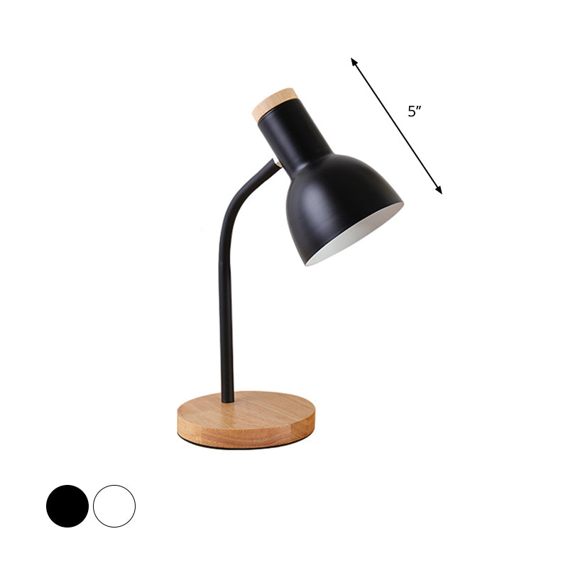 Modern Style Dome Table Light 1 Head Metallic Standing Table Lamp in Mystic Black/White for Study Room