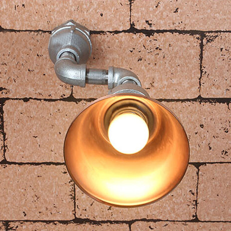 Tapered Metal Wall Sconce Light Industrial Style 1 Light Porch Wall Mount Lamp with Pipe Design in Bronze/Green