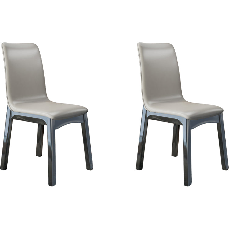 Glam Style Leather Parsons Back Wooden Legs Dining Side Chair