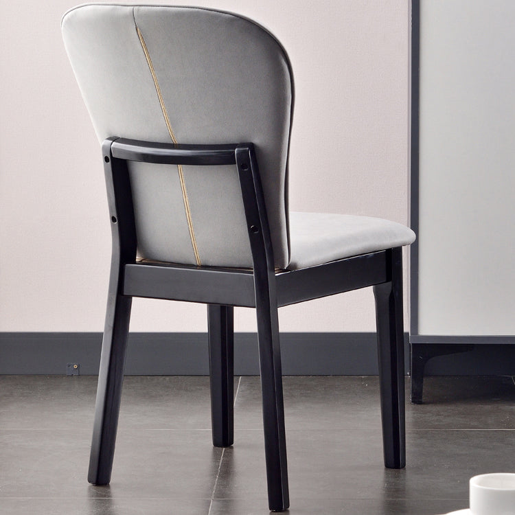 Glam Style Leather Parsons Back Wooden Legs Dining Side Chair