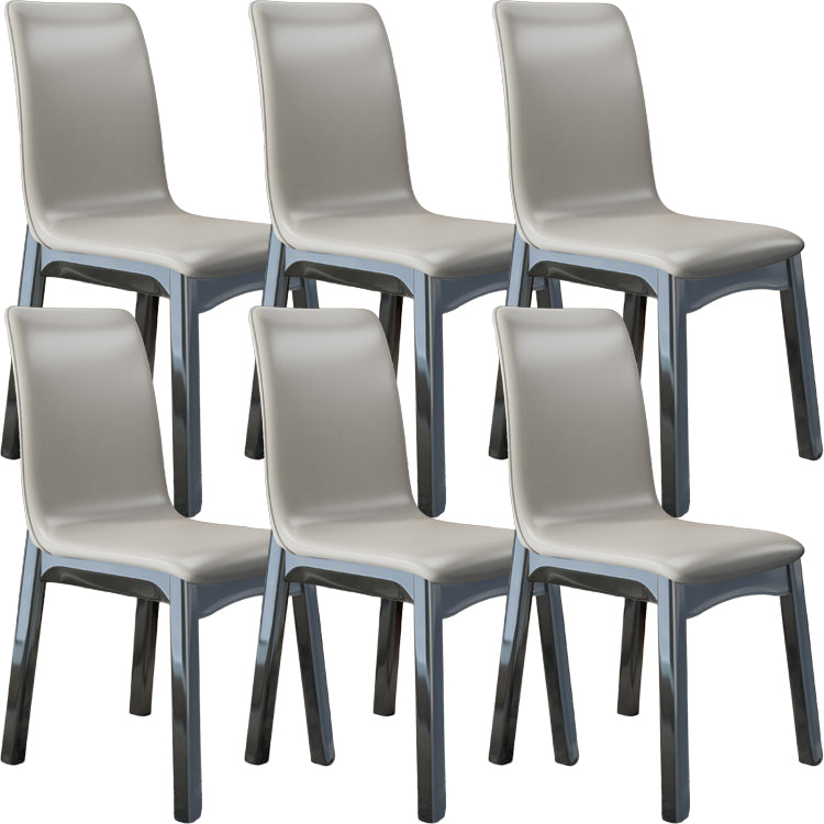 Glam Style Leather Parsons Back Wooden Legs Dining Side Chair