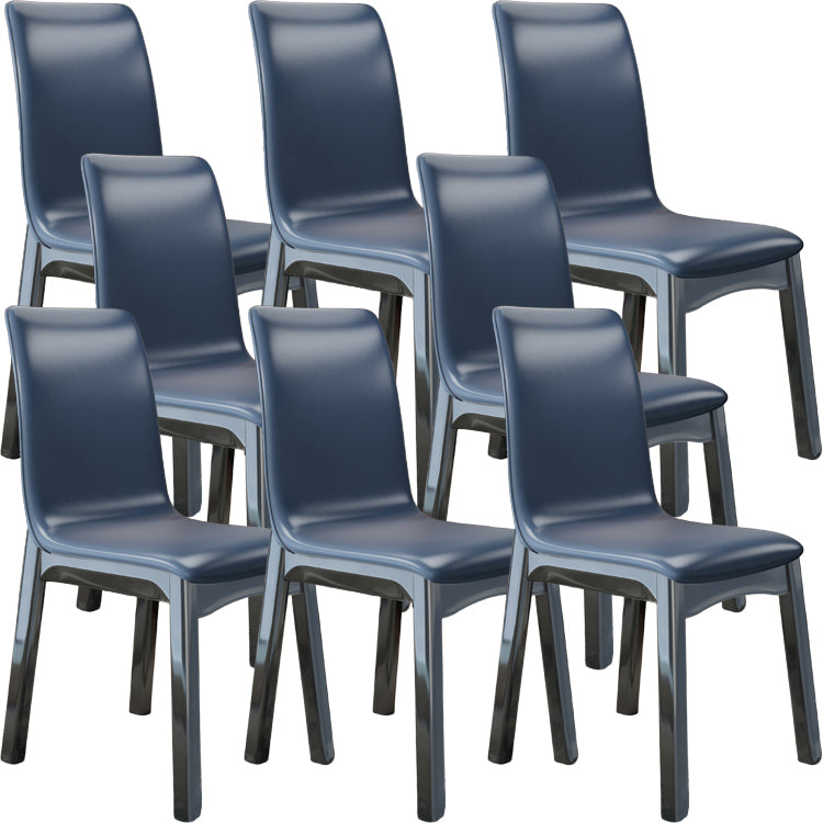 Glam Style Leather Parsons Back Wooden Legs Dining Side Chair