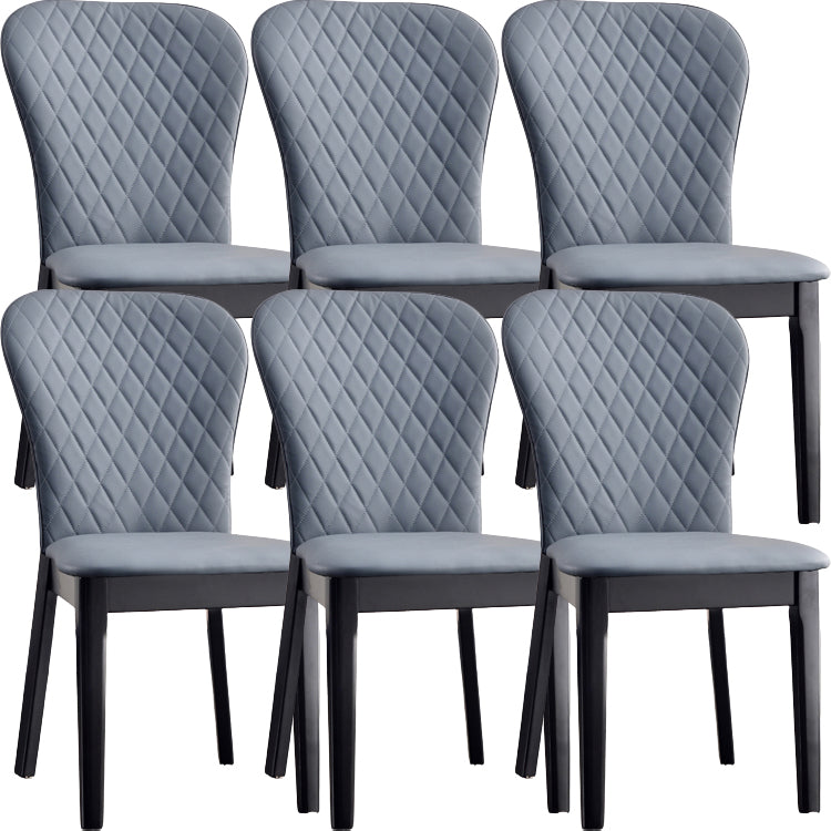 Glam Style Leather Parsons Back Wooden Legs Dining Side Chair