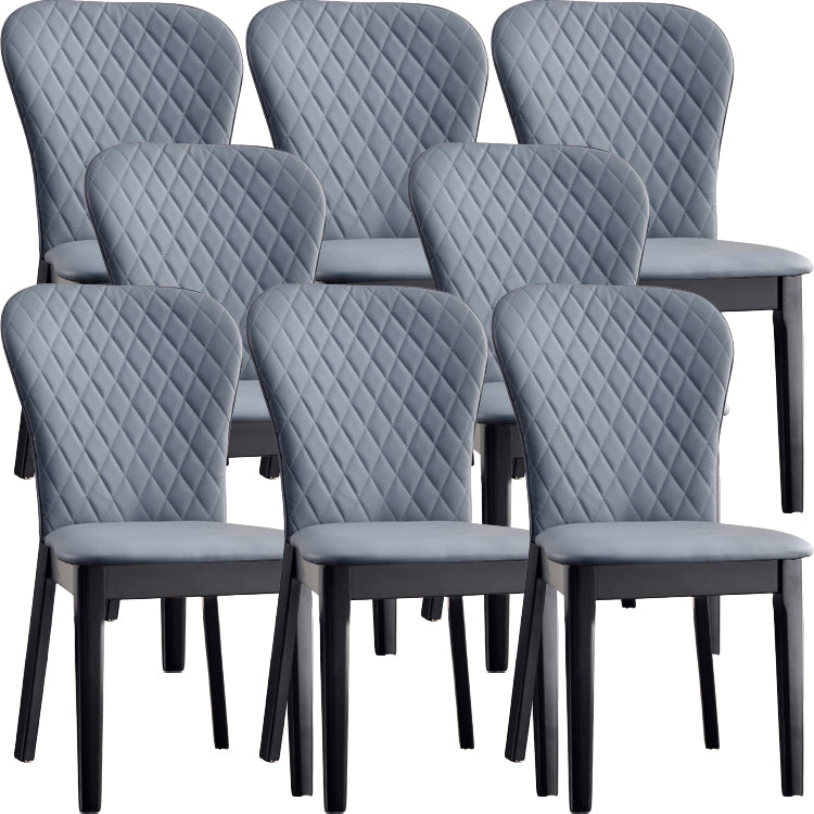Glam Style Leather Parsons Back Wooden Legs Dining Side Chair