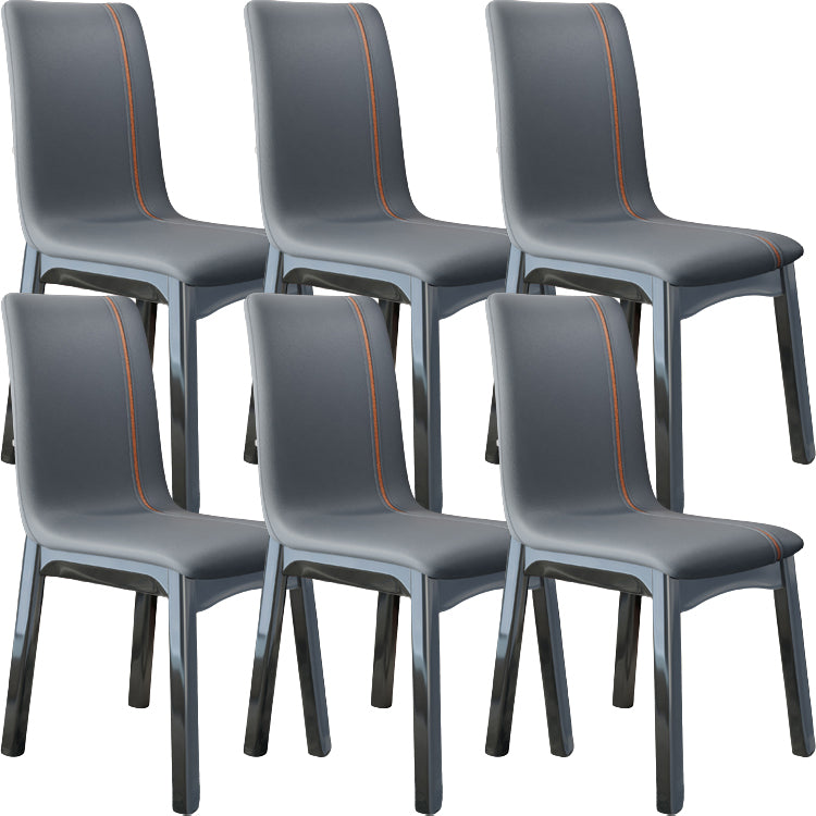 Glam Style Leather Parsons Back Wooden Legs Dining Side Chair