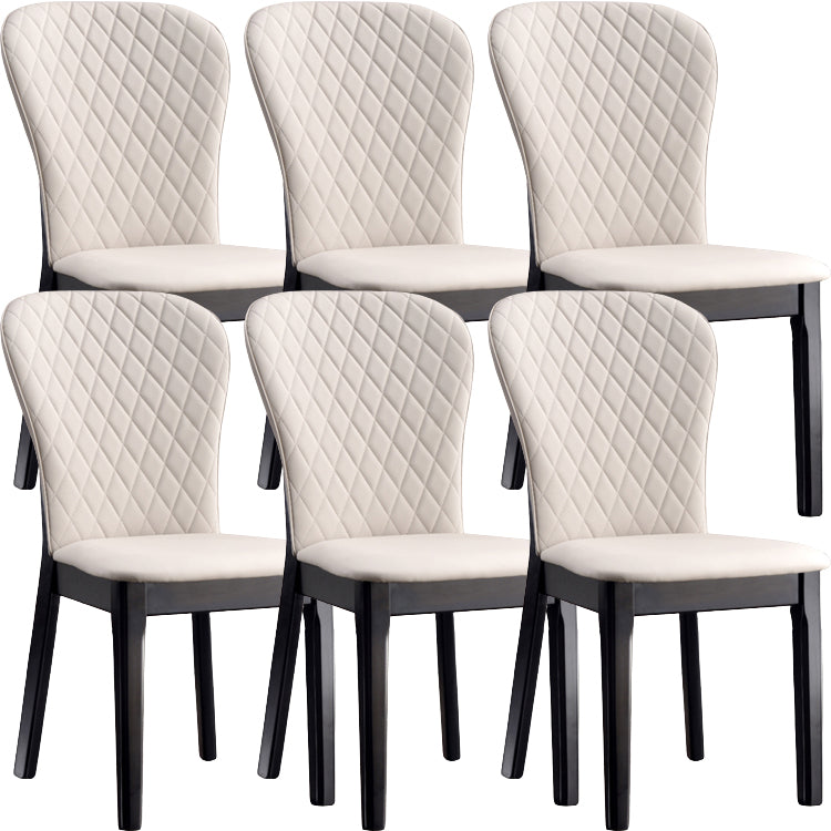 Glam Style Leather Parsons Back Wooden Legs Dining Side Chair