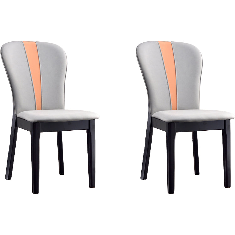 Glam Style Leather Parsons Back Wooden Legs Dining Side Chair