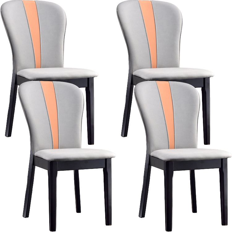 Glam Style Leather Parsons Back Wooden Legs Dining Side Chair