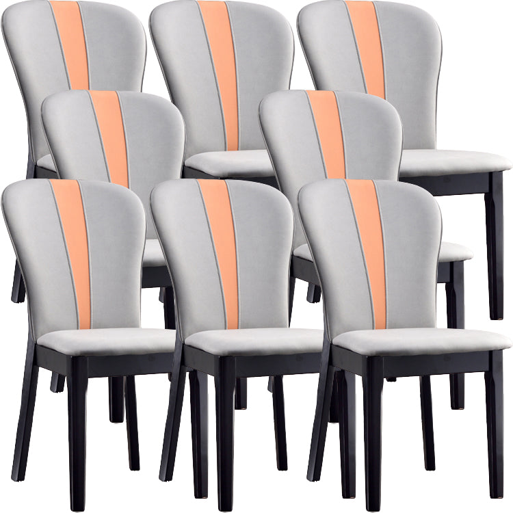 Glam Style Leather Parsons Back Wooden Legs Dining Side Chair