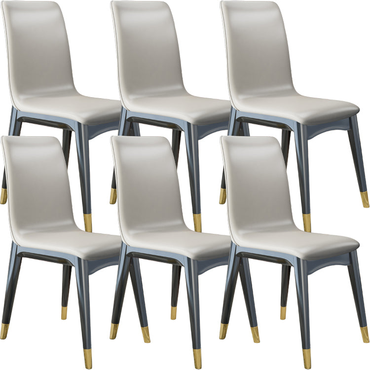 Glam Style Leather Parsons Back Wooden Legs Dining Side Chair