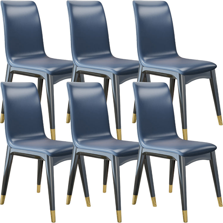 Glam Style Leather Parsons Back Wooden Legs Dining Side Chair
