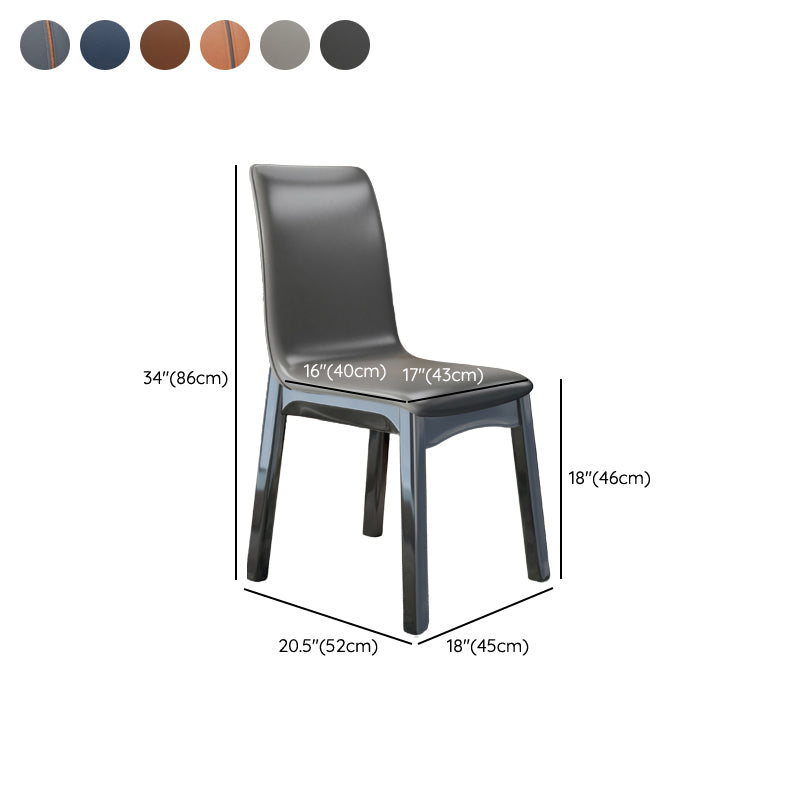 Glam Style Leather Parsons Back Wooden Legs Dining Side Chair