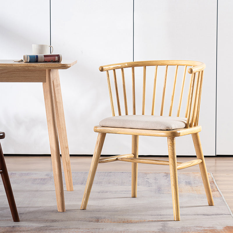 Modern Style Slat Back Solid Wood Dining Arm Chair for Home Use
