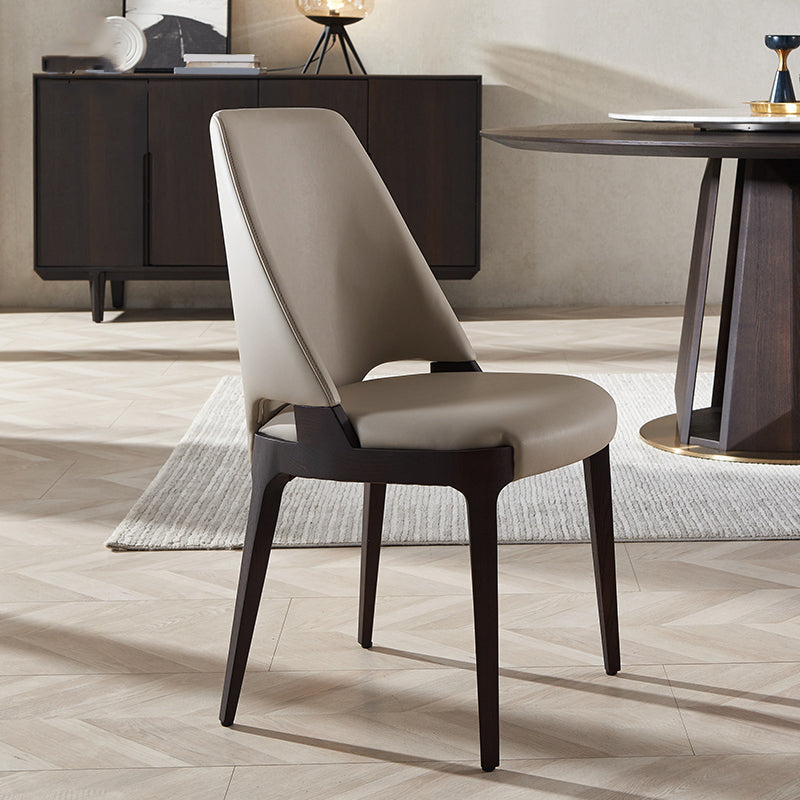 Modern Style Leather Solid Wood Frame Dining Side Chair for Dining Room