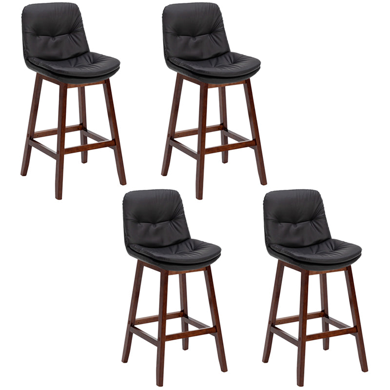 Contemporary Solid Wood Legs Faux Leather Counter Stools with Footrest