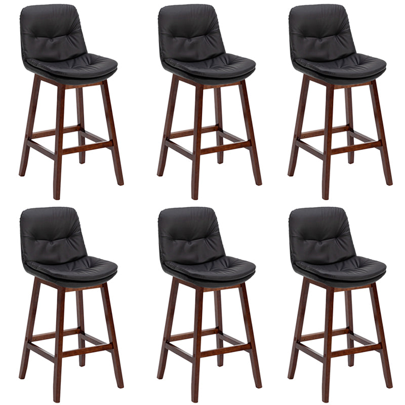 Contemporary Solid Wood Legs Faux Leather Counter Stools with Footrest