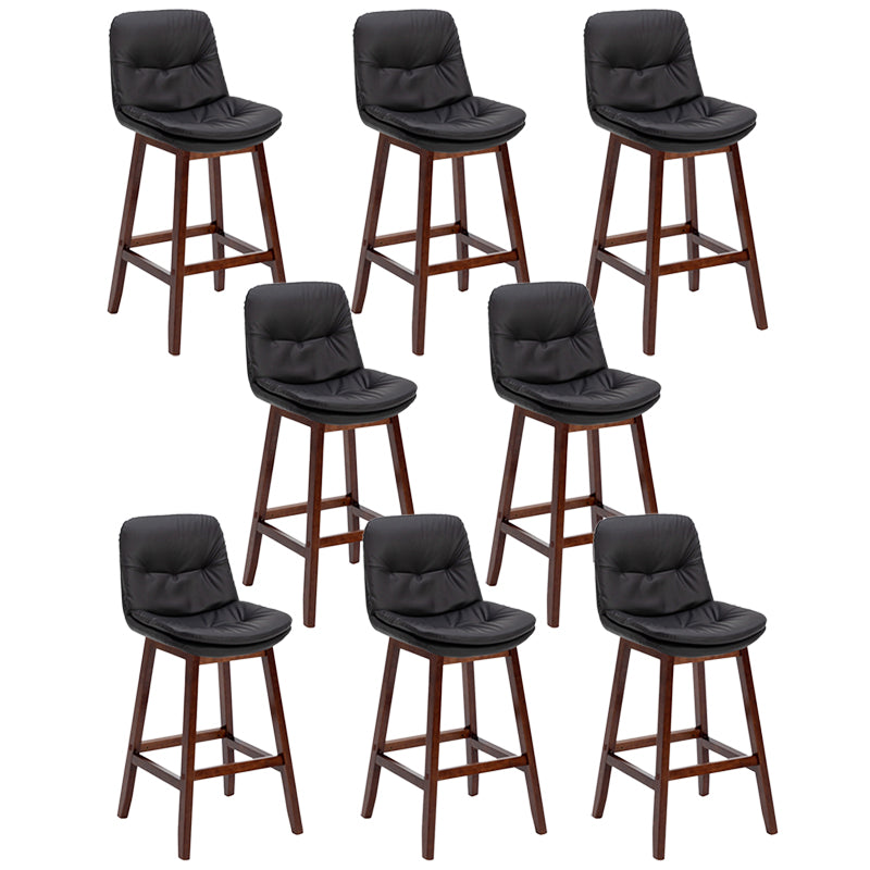 Contemporary Solid Wood Legs Faux Leather Counter Stools with Footrest