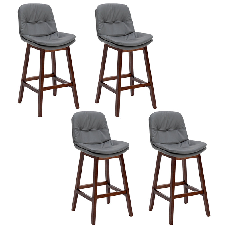 Contemporary Solid Wood Legs Faux Leather Counter Stools with Footrest