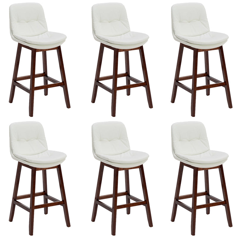 Contemporary Solid Wood Legs Faux Leather Counter Stools with Footrest