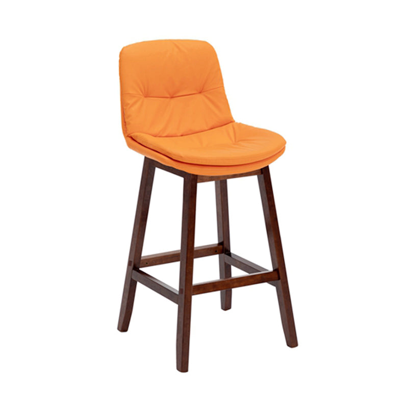Contemporary Solid Wood Legs Faux Leather Counter Stools with Footrest