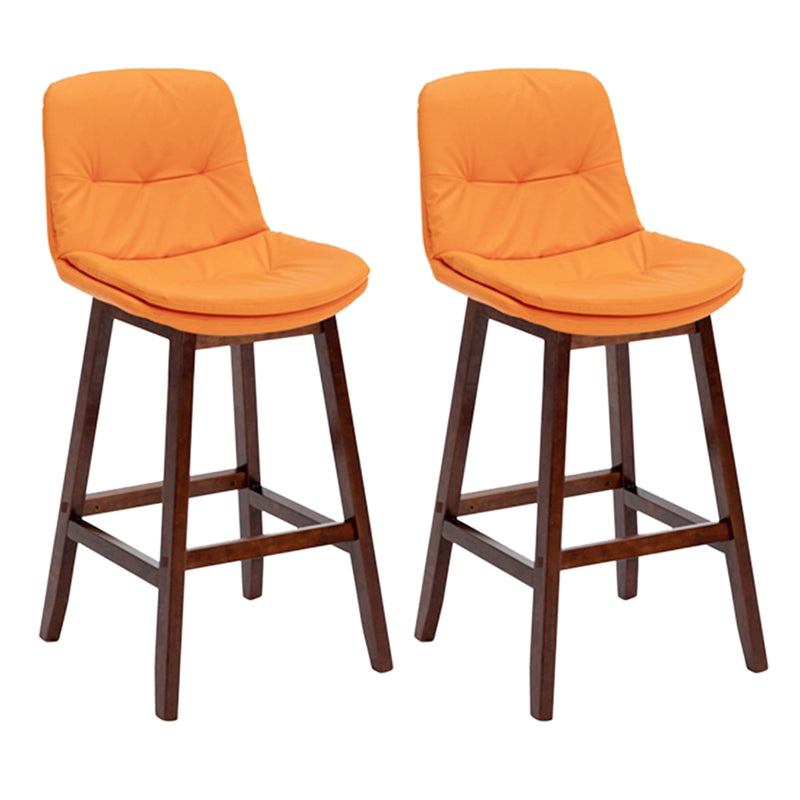 Contemporary Solid Wood Legs Faux Leather Counter Stools with Footrest