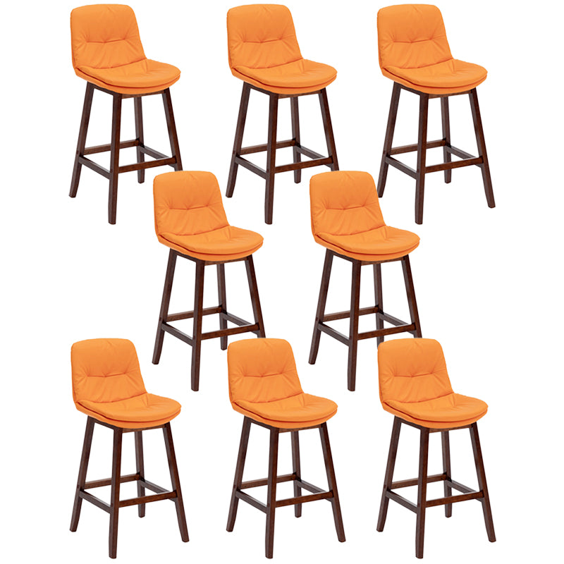Contemporary Solid Wood Legs Faux Leather Counter Stools with Footrest