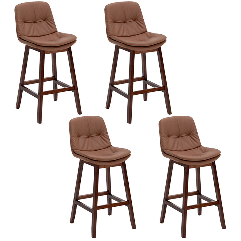 Contemporary Solid Wood Legs Faux Leather Counter Stools with Footrest