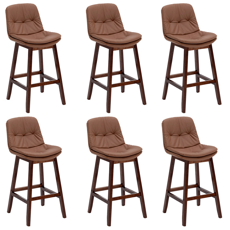 Contemporary Solid Wood Legs Faux Leather Counter Stools with Footrest