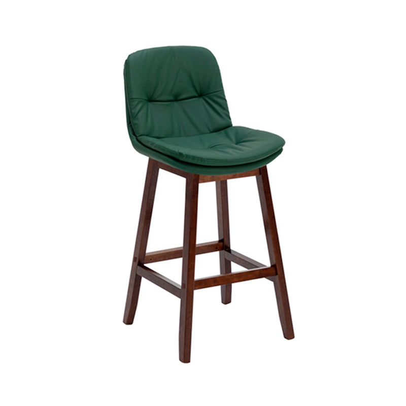 Contemporary Solid Wood Legs Faux Leather Counter Stools with Footrest