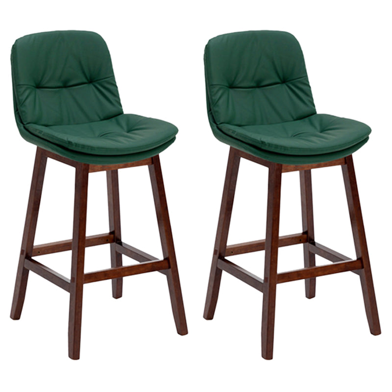 Contemporary Solid Wood Legs Faux Leather Counter Stools with Footrest