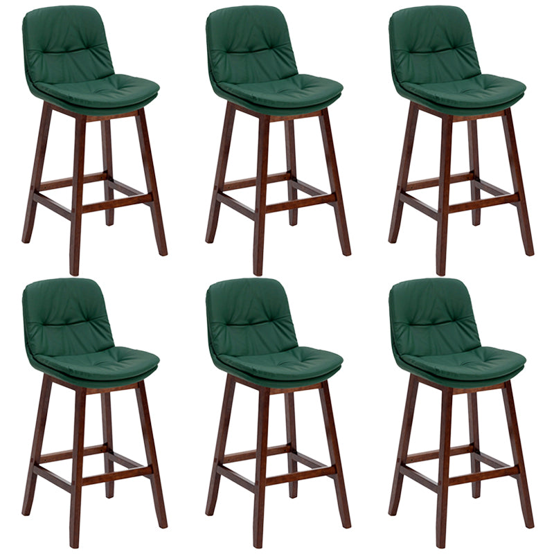 Contemporary Solid Wood Legs Faux Leather Counter Stools with Footrest