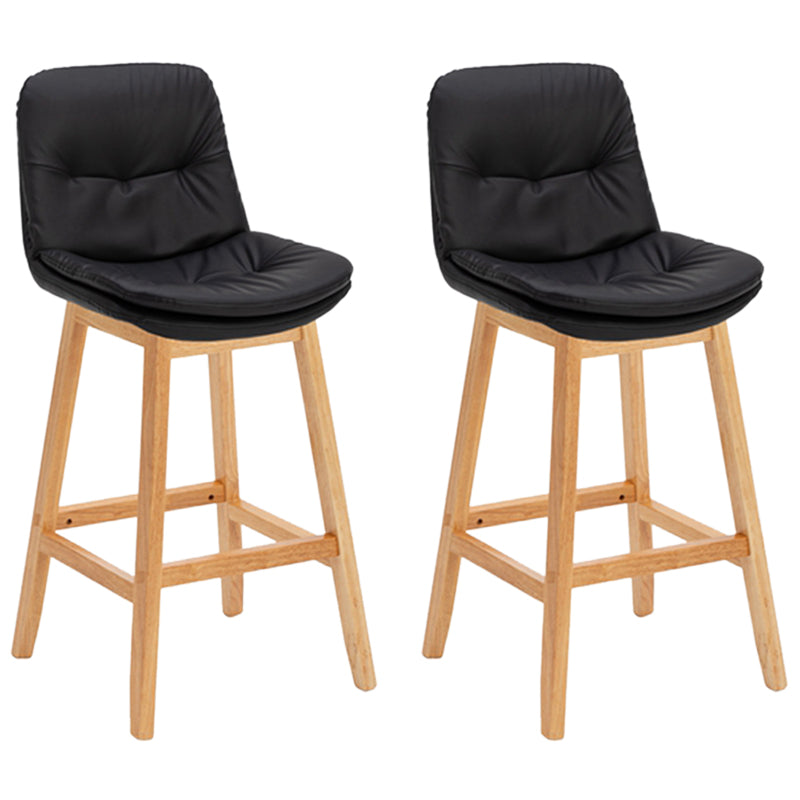 Contemporary Solid Wood Legs Faux Leather Counter Stools with Footrest