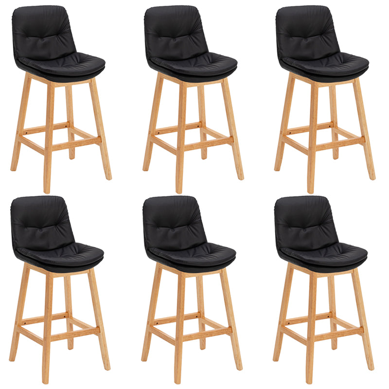 Contemporary Solid Wood Legs Faux Leather Counter Stools with Footrest